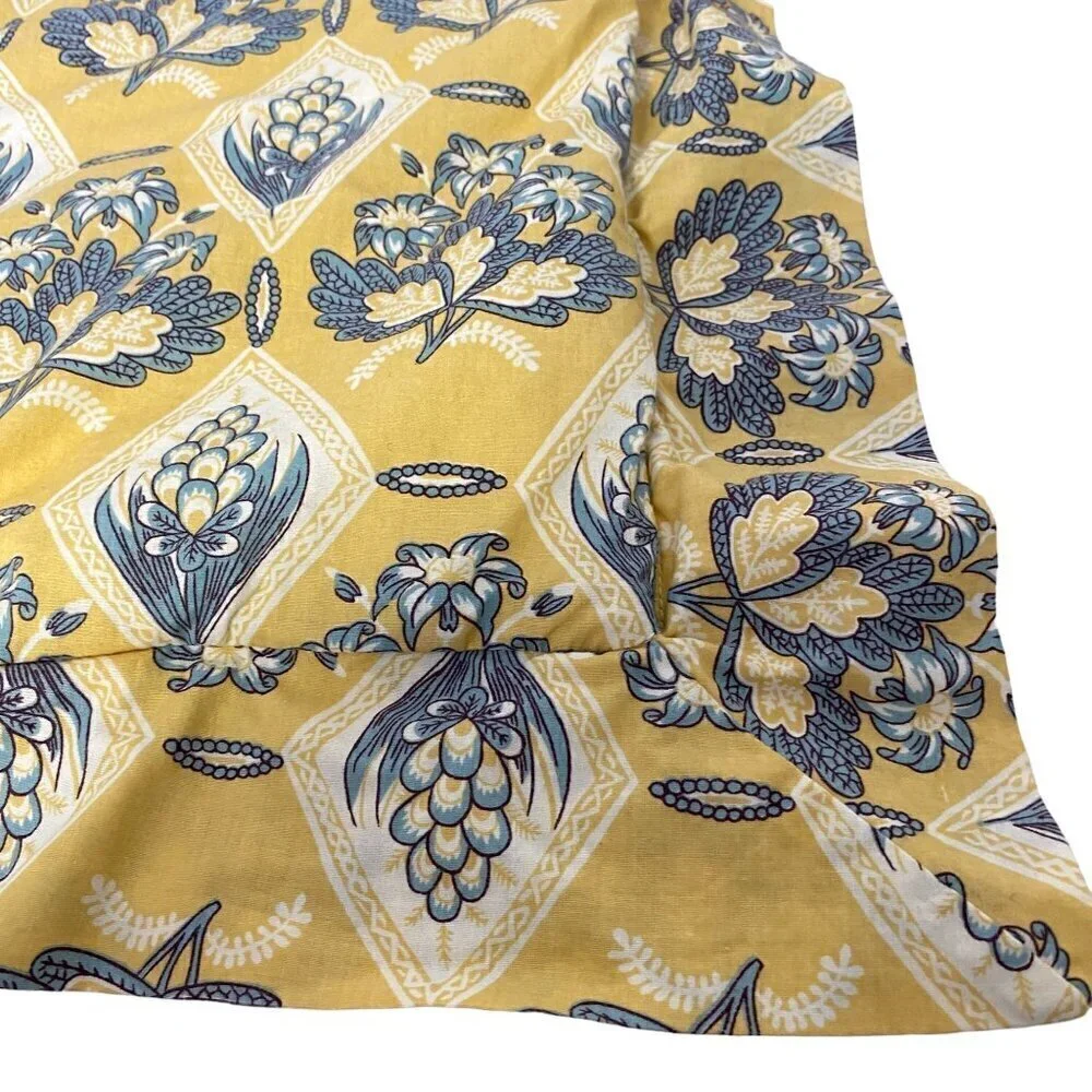 CHAMBERS Euro Sham Luxury Pillow Cover Quilted Cotton Yellow Blue French Country
